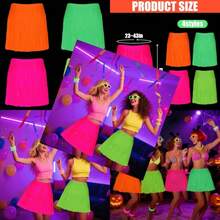 4 Pcs Multicolor Neon Glow Foil Fringe Skirts Glow In The Dark Party Supplies For Neon Party Decorations Masquerade Birthday Celebration Halloween Dress - Nhiều màu - Xem 1