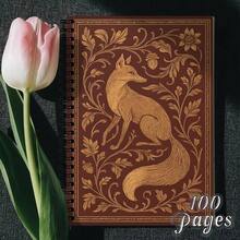 1 cuốn sổ xoắn ốc họa tiết cáo vàng và hoa phong cách Art Nouveau cổ điển - Bìa nâu thanh lịch, khổ A5 hoặc bỏ túi, nhật ký dành cho phụ nữ, ý tưởng quà tặng, bìa cứng bền - Nhiều màu - Xem 1