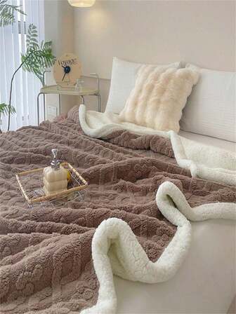 1 st. jacquard bohemisk sherpaflanellfilt, supermjuk och mysig plyschfilt för Halloween, jul, vardagsrum, sovrumsinredning, rosa fransk fleece-kylande filt för sommaren