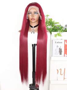 180% Density 8-36 Inch 13x4 Lace Front Wig Pre-Plucked Baby Hair Straight Wig Blended Hair 99j Burgundy Color Wig Brazilian Hair Frontal Wigs Soft And Natural Look For Daily Wear(Blended Wigs-A Mix Of Human Blended Hair And Synthetic)Wigs Human Blended Hair/Women's Human Blended Hair Wig/Human Blended Hair Lace Front Wigs/Wigs Glueless/Bleached Knots/Pre Plucked/Lace Wig/Gifts For Women/Christmas Decorations/Christmas Gifts - S99J - View 3
