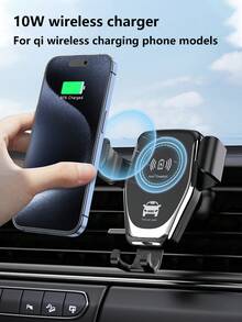 15W Gravity Sensor Wireless Car Charger, Qi-Compatible With Apple, Android Phones, Wireless Charger Compatible With IPhone 8/X/11/12/13/14/15/16 Series