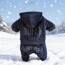 1 pieza Mono acolchado y reforzado para gatos y perros, color rosa y azul marino, diseño de 4 patas, ropa de mascota para otoño/invierno - Multicolor - Ver 6