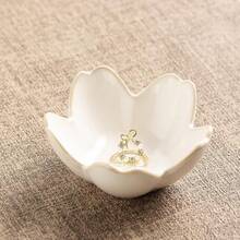 Floral Ceramic Jewelry Tray - 3.5 Elegant Ring Holder Dish & Trinket Bowl Vanity Dresser Decor (Blue) - 白色 - 查看 10