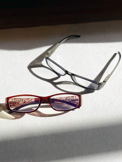 10pcs/5pcs/2pcs/1pc Rectangular Rhinestone Flower Decor Fashion Non-Prescription Glasses, Suitable For School, Work, And Everyday Wear