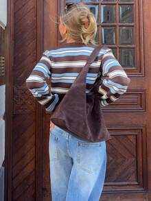 1 Stück Damen Gestreifter Langarm Cardigan, figurbetont & vielseitig Strickpullover, Herbst/Winter