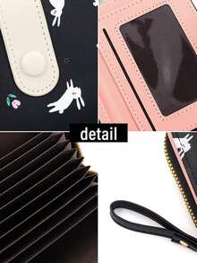 Women's Short Wallet, Snap Coin Purse, Niche Rabbit Design Coin Pouch, Card Holder, High-End Women's Wallet - Multicolor - View 3