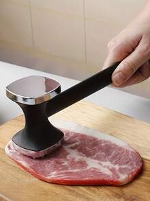 1pc Aluminum Alloy Meat Tenderizer, Chicken Meat Masher, Manual Meat Grinder, Multi-Function Steak Pounder Chicken Beef Tenderizer - Black - View 3