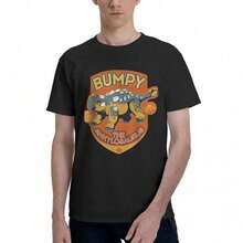 Camiseta de hombre 100% algodón casual, transpirable y cómoda con el diseño de Bumpy el Anquilosaurio de Camp Cretaceous - Negro - Ver 1