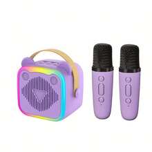 K10 Mini Karaoke Machine, Portable Karaoke System With 2 Wireless Microphones,Colorful LED Lights, Karaoke Speaker,USB Charging, Karaoke Equipment,Karaoke Machine,Wireless Microphone,Ideal Gifts For Home Parties,Birthdays,Christmas Gift - Purple(2 microphones) - 查看 7