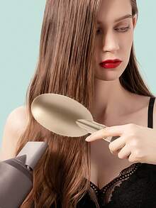 塑料发梳，造型梳，理发梳，卷发梳，气垫梳，按摩梳，解结梳，按摩工具，染发梳，头部按摩梳，轻松梳开缠结，塑料美发工具，吹干拉直两用，椭圆形气垫梳，适用于浓密/卷曲/细软/长/短发，干湿两用，男女通用，气垫防静电梳，塑料按摩防静电发梳，实用护理，SPA，家用头部按摩工具，卷发梳 - 金色 - 查看 9