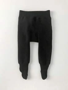 1PAIR Thick Thermal Lined Tights For Girls, Baby Toddler Tights Socks, Newborn Solid Color Opaque Leggings, Winter