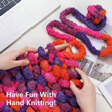 Chunky Yarn Hand Knitting - #10 Chunky Chenille Blanket Yarn, Jumbo Big Thick Chunky Yarns Crocheting, Tie Dye Bulky Knit Yarns, 8 Skein 25 Yds 8 Oz Each Skein SageKhaki - 8個裝+橘色&玫瑰色&紫色 - 查看 5