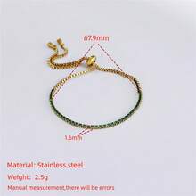 VKHK 1 chiếc vòng tay chuỗi đính đá Cubic Zirconia lấp lánh bằng thép không gỉ mạ vàng 18K sang trọng, thích hợp làm trang phục hàng ngày và trang phục cưới cho phụ nữ, quà tặng - Vòng đeo tay - Xem 9