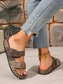 صنادل شاطئ كاجوال جديدة للصيف بنعل سميك وارتفاع مزدوج مع إبزيم