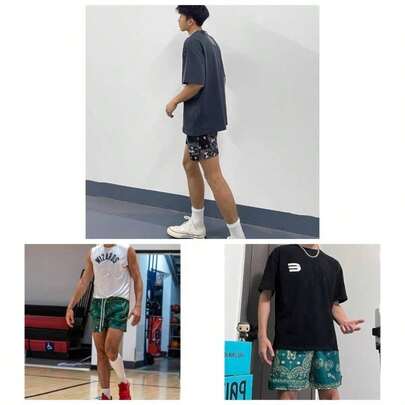 Mens Paisley Shorts Mesh Graphic Print Retro Casual Shorts Athletic Gym Basketball Running Short Pants