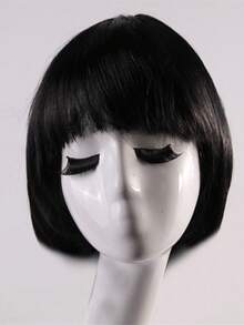 Polyester Christmas Party Wig, Short Straight Colorful Bobo Head, Realistic Pear Blossom Bangs Cosplay Wig For Women