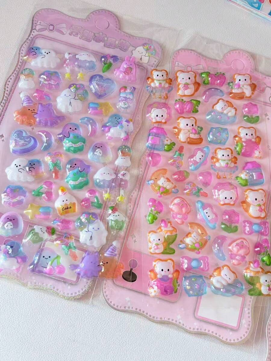 Miếng dán trang trí ốp lưng điện thoại hình gấu bông 3D dễ thương - Nhiều màu - Xem 1