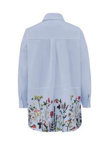 Women's Printed Shirt, Solid Color, Minimalist, Suitable For Summer - Blue - View 2