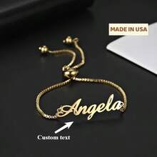 Customized Box Bracelet - An Elegant And Classic Personalized Name Bracelet For Women - Customized 18K Gold-Plated Stainless Steel, Adjustable Chain, Suitable For Daily Wear And Gifts - Christmas Friendly - Nhiều màu - Xem 1