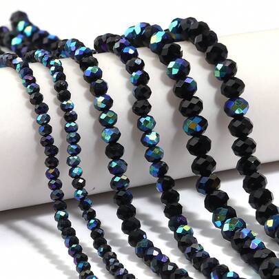 1pc Semi-Plated Black Faceted Glass Crystal Beads 4mm/6mm/8mm, Fashion Classic Colorful Christmas Decoration Jewelry Making DIY Beads For Earrings/Bracelets/Anklets/Necklaces/Christmas Tree Decor/Holiday Decor/Wedding Decor/Window Decor/Clothing & Bag Accessories