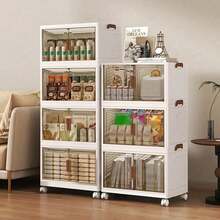 2/3/4/5-Layers Plastic Storage Box Organizer, Stackable Storage Box, Covered Storage Box, Storage Container Organizer For Kitchen, Bedroom, Living Room, Study, Office, Foldable Storage Box, Saving Space - White - View 3