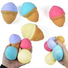 1/2/5/10/24个装挤压玩具，适合作为派对礼物，可爱挤压玩具，冰淇淋感官玩具，复活节篮子和糖果袋填充物，减压挤压玩具，款式和颜色多样 - 彩色 - 查看 3