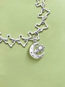 1pc Minimalist & Unique 925 Sterling Silver Star, Moon And Sun Pendant, DIY Jewelry, Elegant For Men And Women - Style 7 - View 5