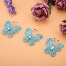 Mariposas de Organza, 24 Piezas Alambre de Malla Transparente Brillo Mariposa Tela Mariposas Boda Ropa Decoración Suministros de Bricolaje (Blanco) - Azul - Ver 7