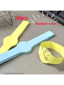 50 pezzi Braccialetti adesivi riutilizzabili - Colore casuale, fasce memo indossabili con design ergonomico per scuola, ufficio, programma, promemoria riunioni, gestione attività, organizzatore moderno, scrittura fluida, strumento di promemoria per persone occupate