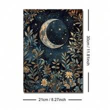 1/2pcs Unframed Boho Botanical Floral Moon Celestial Art Vintage Poster Dark Academia Moody Canvas Painting Print Minimalist Wall Picture For Dorm,Apartment,Bedroom,Living Room,Modern Home Decoration