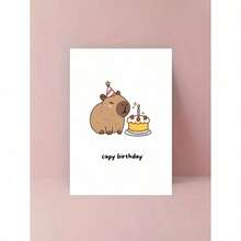 1PC Capybara Birthday Card With Envelope, High-Quality Paper Funny Pun Greeting Card, Cute Animal-Themed Birthday Card For Animal Lovers, Adorable Capybara-Inspired Card For Birthday Celebration & Gifting, Must-Have Pet Lover Birthday Stationery, Perfect Funny Pun Card For Friends, Family & Capybara Fans, Festive Capybara Birthday Greeting Card For Daily Gifting, Soft-Tone High-Quality Paper Card With Playful Vibe, Ideal Animal-Themed Birthday Card For Surprising Loved Ones