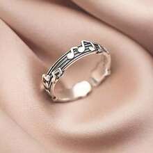 1Pc Music Note & Pentagram Wrap Ring, Women's Vintage Silver Adjustable QAPJ - 銀色 - 查看 9
