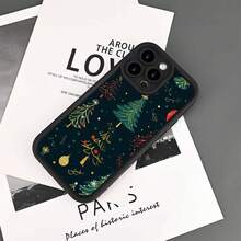 Funda de teléfono nueva con sensación espacial, diseño de árbol de Navidad, adecuada para iPhone 16 15 14 13 12 11 Pro Max Plus 8 7SE2 SE3 XS XR y otros teléfonos inteligentes, funda suave negra con absorción de impactos - Negro - Ver 7