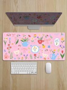 粉色蝴蝶结鼠标垫，可爱风格，学术时尚电脑桌垫，适用于笔记本电脑，防滑橡胶底座，办公配件，装饰性缝边桌垫 - 彩色 - 查看 11