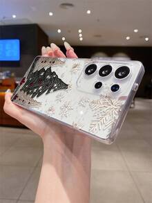 1pc Gradient Christmas Tree Pattern High Transparency Android Phone Case, Anti-Fall Anti-Scratch Anti-Fingerprint Clear TPU Soft Shell, Precise Camera Cutout Compatible With Samsung, Apple, Nothing, Pixel, INFINIX, Redmi - Clear - View 8