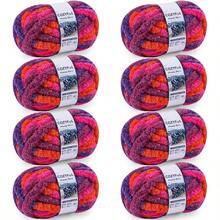 Chunky Yarn Hand Knitting - #10 Chunky Chenille Blanket Yarn, Jumbo Big Thick Chunky Yarns Crocheting, Tie Dye Bulky Knit Yarns, 8 Skein 25 Yds 8 Oz Each Skein SageKhaki - 8個裝+橘色&玫瑰色&紫色 - 查看 1