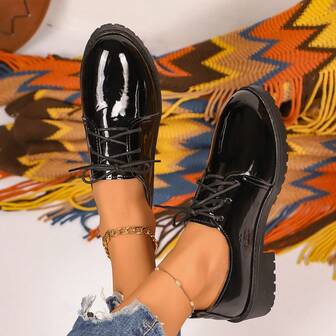 Mocassins Femininos Com Sola Grossa, Estilo Britânico Vintage, Salto Grosso, Ideais Para Primavera/Outono.