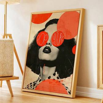 1pc Bold Retro Woman With Pop Culture Eyes – Modern Grunge Portrait Print – Room Decor Wall Arts Living Room Decor Office Decor Bedroom Decor Kitchen Decor Wall Decor Home Decor Posters Unframed