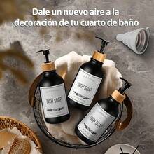 EstiloYanlin 3Pcs Dispensador De Jabon, 500ML Dispensador De Shampoo, Con Embudo Y 5 Etiquetas Impermeables, Reutilizar, Adecuado Para BañOs, Cocina, DecoracióN Del HogarVersióN Mejorada - 3PCS 500ML Ambar Dispensador de jabón - Ver 4