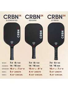 CRBN 3X 16MM Series Power Pickleball Paddle - Carbon Fiber Pickleball Paddle With Foam Injected Edges For Expanded Sweet Spot - Black - View 6