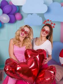 1pc-Fashionable Valentine's Day Red Sequin Heart Headband,Valentine's Day Red Love Party Sequin Headband,Pink Sequin Love Headband, Wedding Season Party Accessories,Party Birthday Hair Decor - Multicolor - View 2