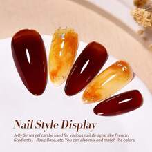 Jelly Gel Nail Polish Set Sheer Milky Jelly Orange Brown Gel Polish Crystal Transparent Gel Polish Harvest Hues Nail Art Varnish Manicure Collection Gift Set 7ML 4PCS{Inchcolor_nameinch:InchHarvestHuesinch} - 豐收色調 - 查看 3