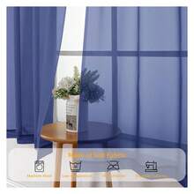 Royal Blue Valances For Windows, Small Light Filtering Rod Pocket Cafe Valance Curtains, Soft Sheer Curtain For BathroomBasement, 42Wx14L Inch, 2 - Multicolor 126 - View 7
