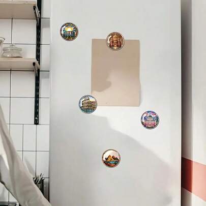 10 piezas de imanes de nevera de vidrio con piedras preciosas que representan arquitectura y monumentos famosos, grandes pegatinas de cúpula de vidrio para decorar el refrigerador, pizarra blanca, gabinete de almacenamiento, lavavajillas, regalo perfecto para amigos, familia y colegas
