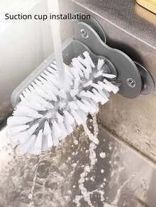 1个二合一杯子清洁刷 - 多功能刷头，非电动，吸盘式安装，手动玻璃杯清洗刷，耐用塑料和橡胶材质，适用于厨房、酒吧，完美清洁杯子、酒杯，厨房必备用品 - 彩色 - 查看 4