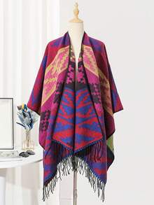 1 件流苏边前开斗篷