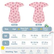 1.5 Tog羊毛绒婴儿睡袋，3-12个月，保暖舒适 - 粉花 - 查看 5