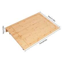 SHIOUCY Herdabdeckplatte Schneidebrett, Multifunktionale Herdabdeckung Herdabdeckplatte Schneidebrett, für Meisten Gasherde und Reiskocher 75 * 54 * 10cm - Holzfarbe - Übersicht 5