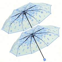 1PC折叠伞，方便携带可爱清新雨伞，简约森林樱花透明伞，可爱樱花图案透明伞，折叠伞，女士手动伞，旅行伞夏季清凉，沙滩，旅行