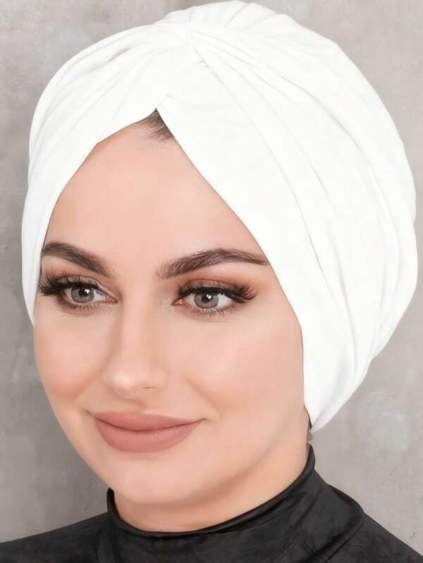 1 pieza Hijab de jersey sólido para mujeres musulmanas con gorra de béisbol larga, adecuado para uso diario.